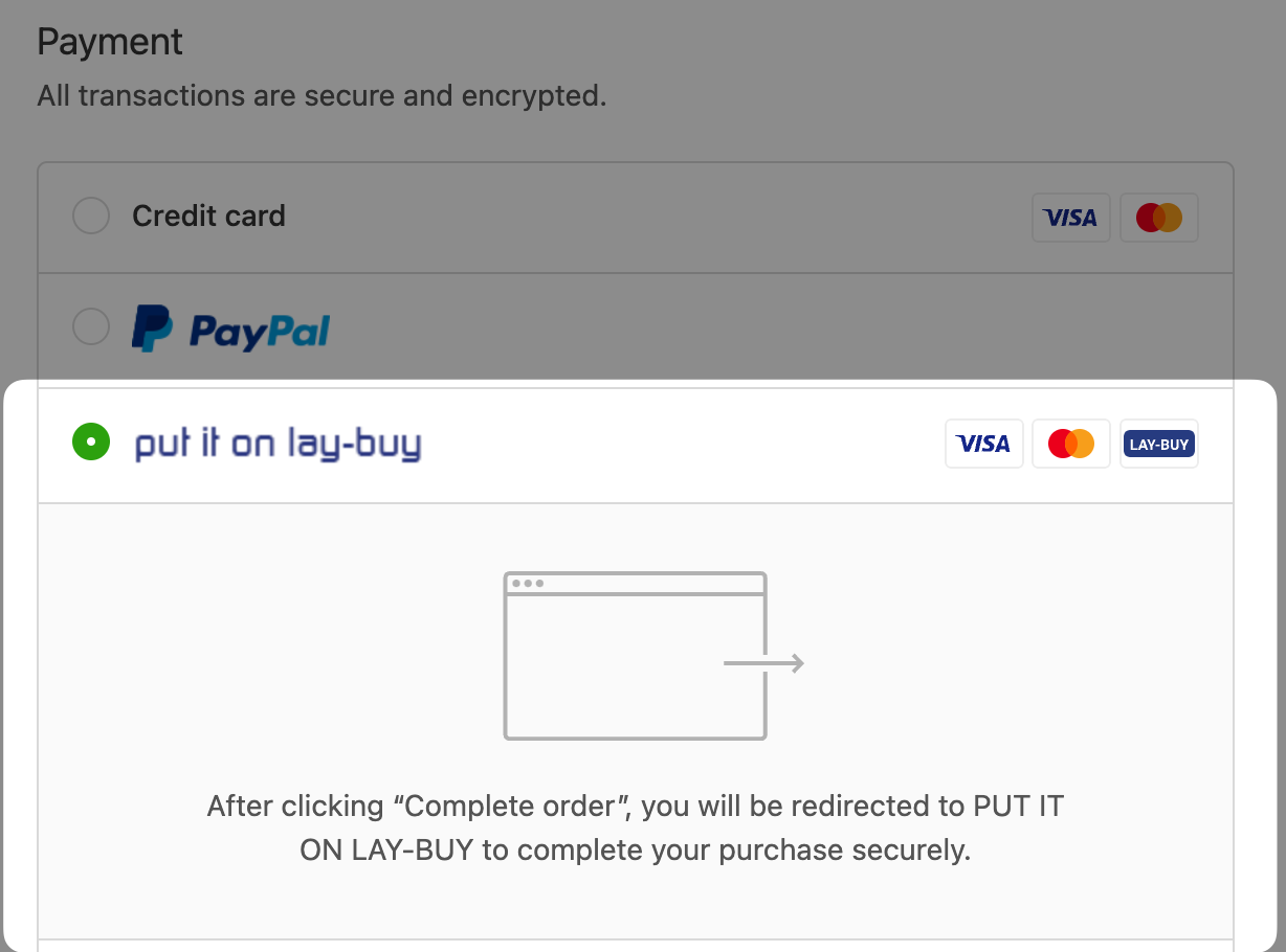 PUT IT ON LAY-BUY Checkout Screenshot Trimleaf