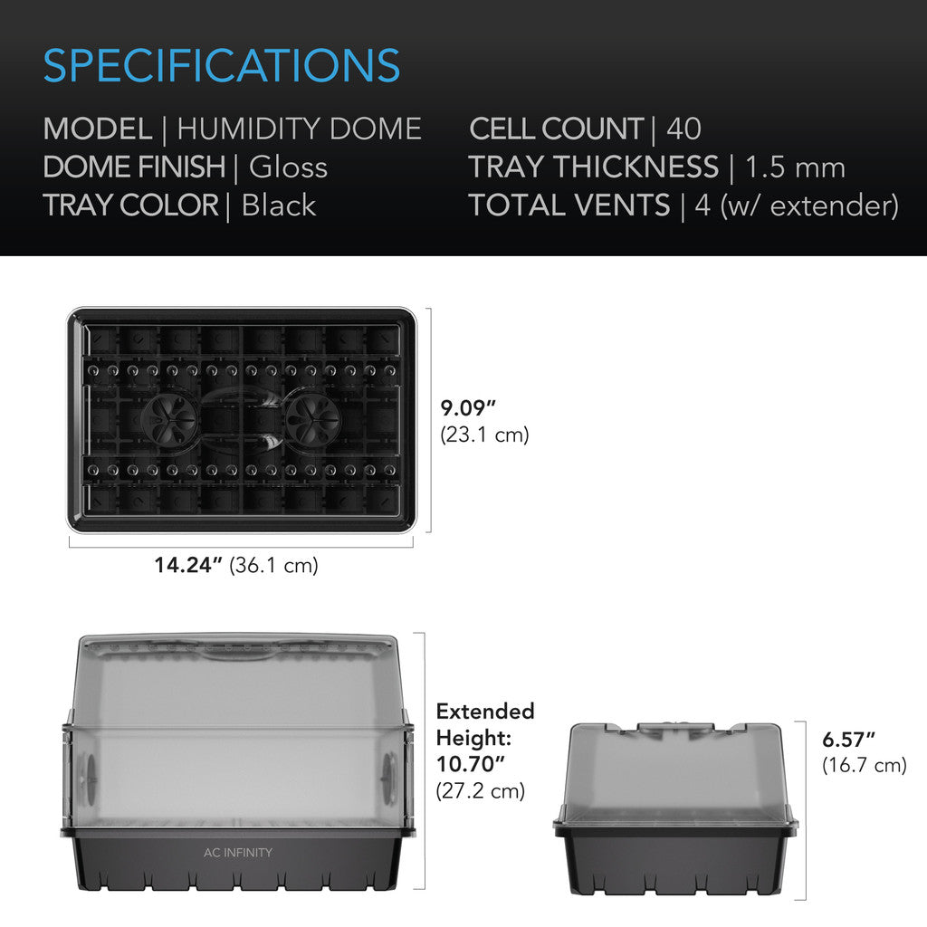 AC Infinity 5" x 8" Humidity Dome Propagation Kit