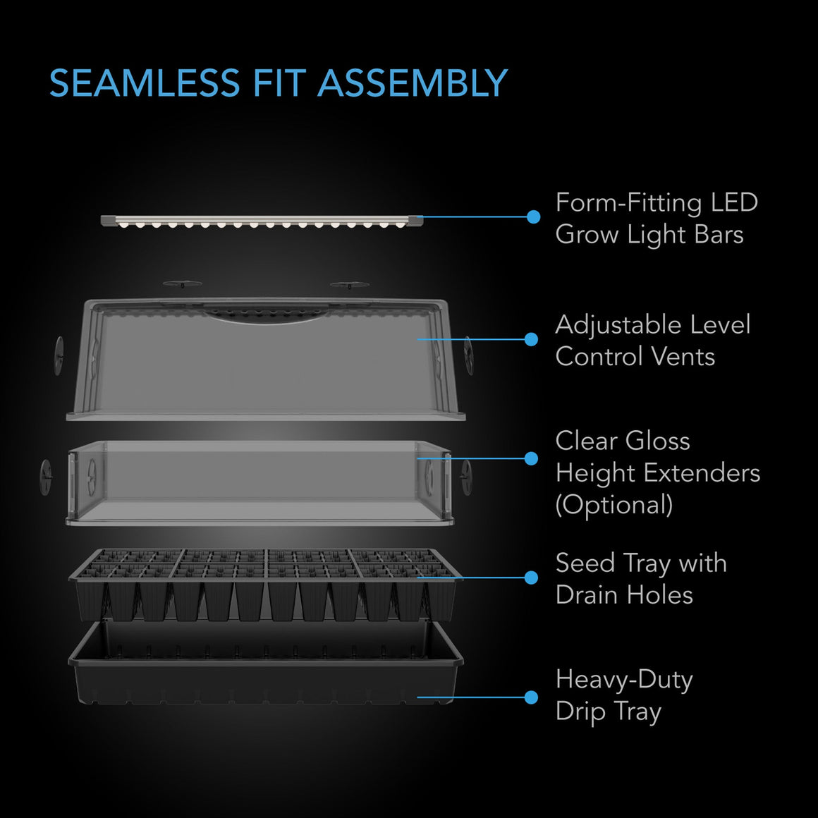 AC Infinity 6" x 12" Humidity Dome Germination Kit
