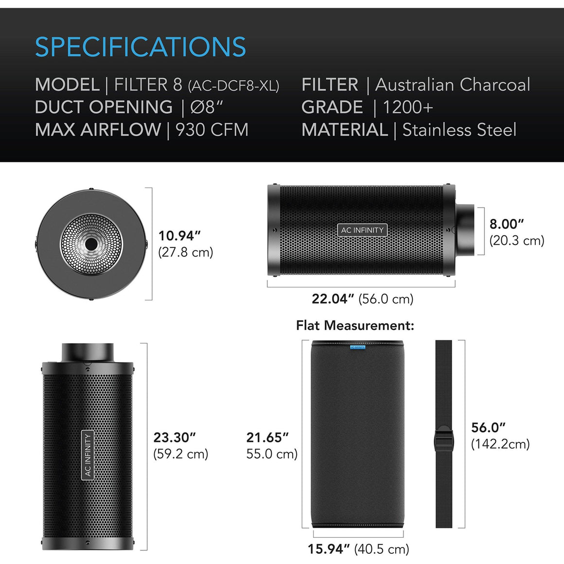 AC Infinity AC Infinity 8" XL Duct Carbon Filter