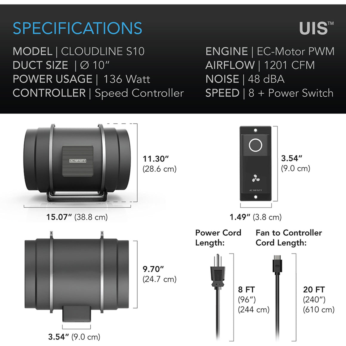 AC Infinity AC Infinity Cloudline S10 Inline Fan System