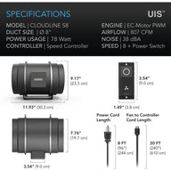 AC Infinity AC Infinity Cloudline S8 Inline Fan System