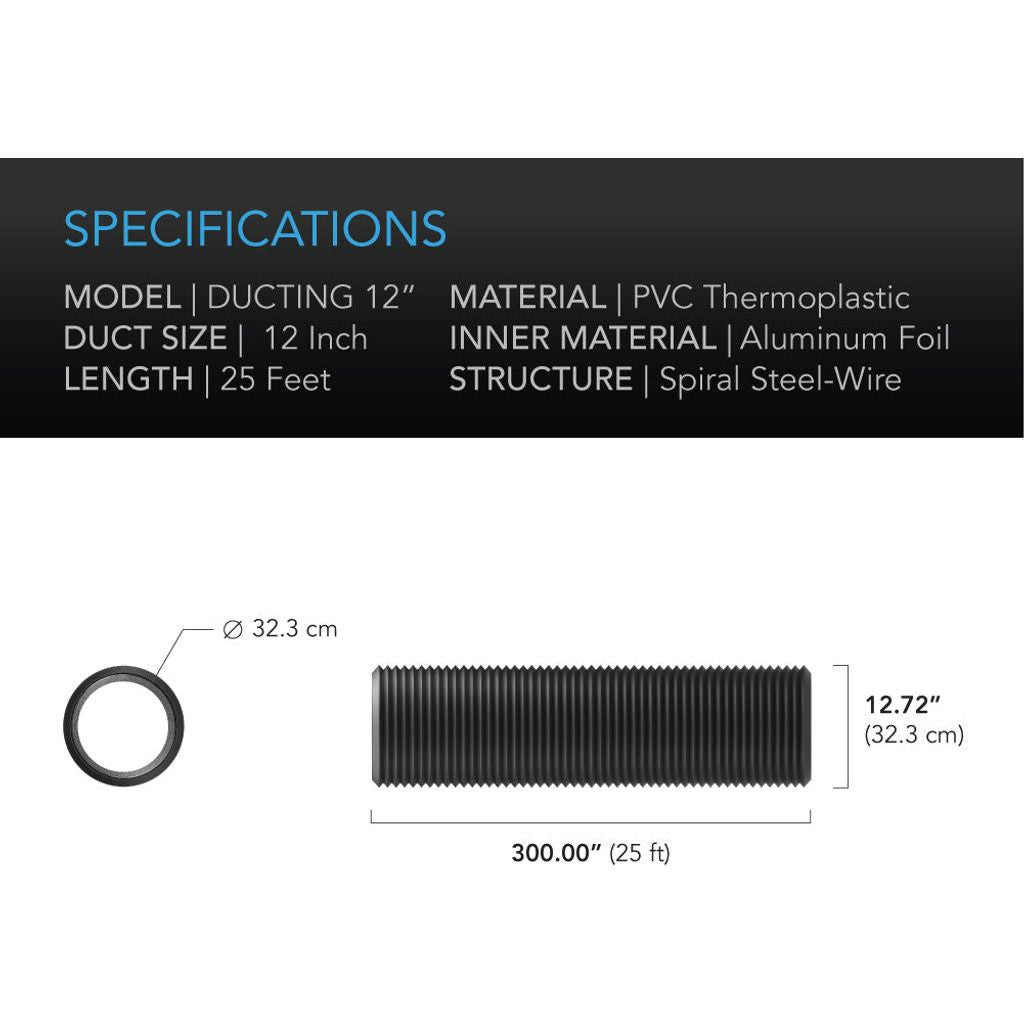 AC Infinity Flexible Four-Layer Ducting - (12" x 25')
