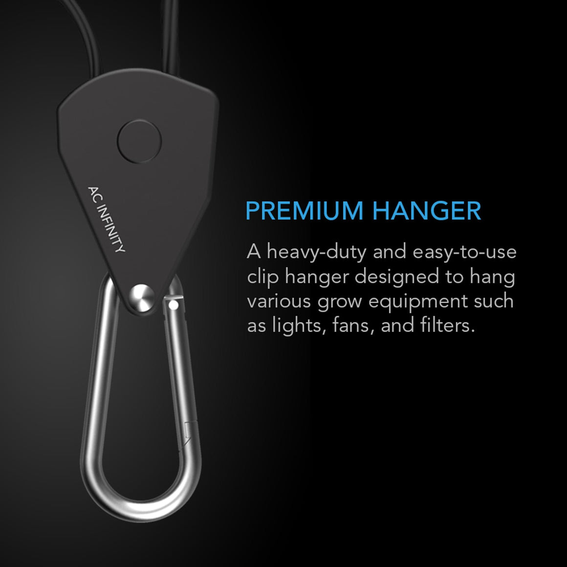 AC Infinity Heavy-Duty Adjustable Rope Clip Light Hanger — 6 Pairs