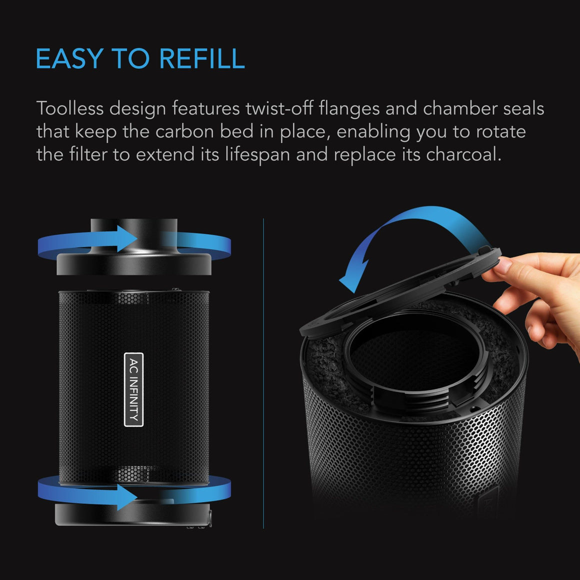 AC Infinity 6" Refillable Carbon Filter