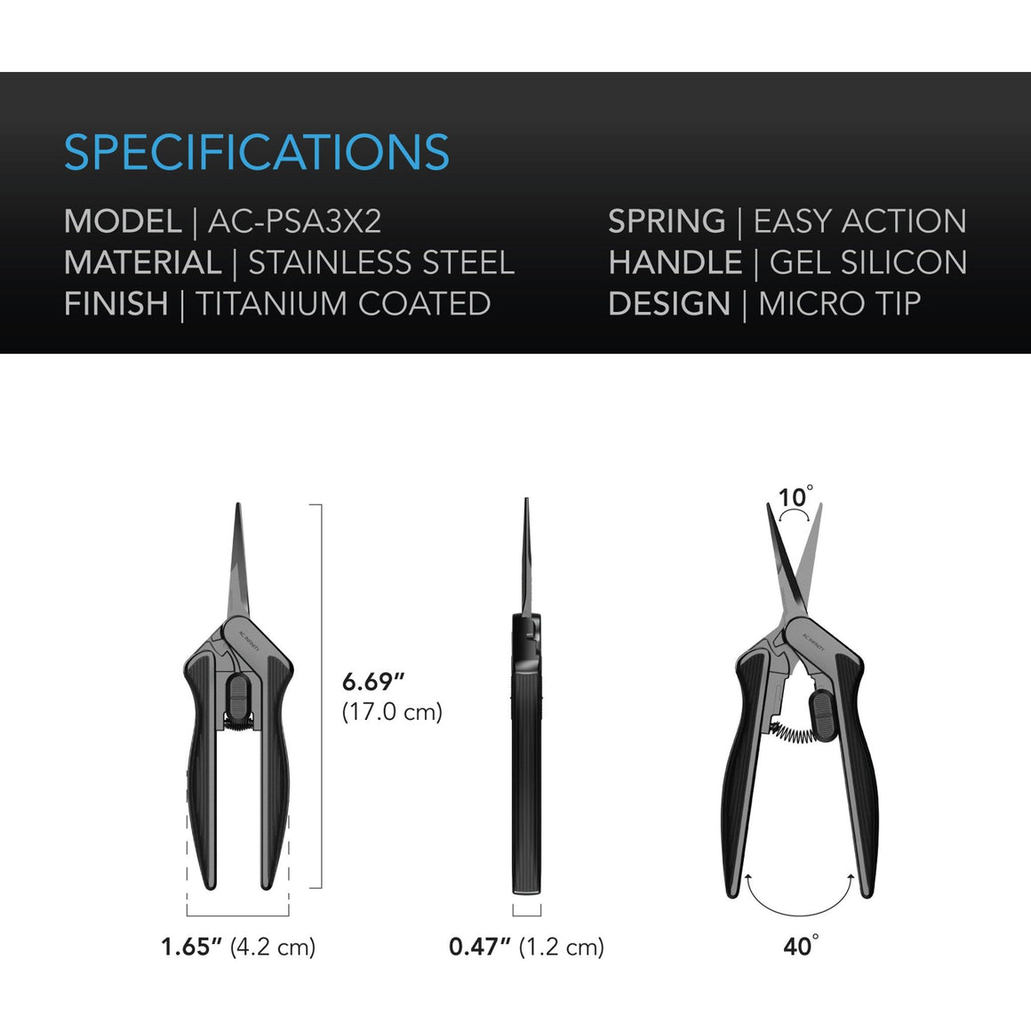 AC Infinity AC Infinity Stainless Steel Pruning Shear Trimming Scissors - 2-pack Specs