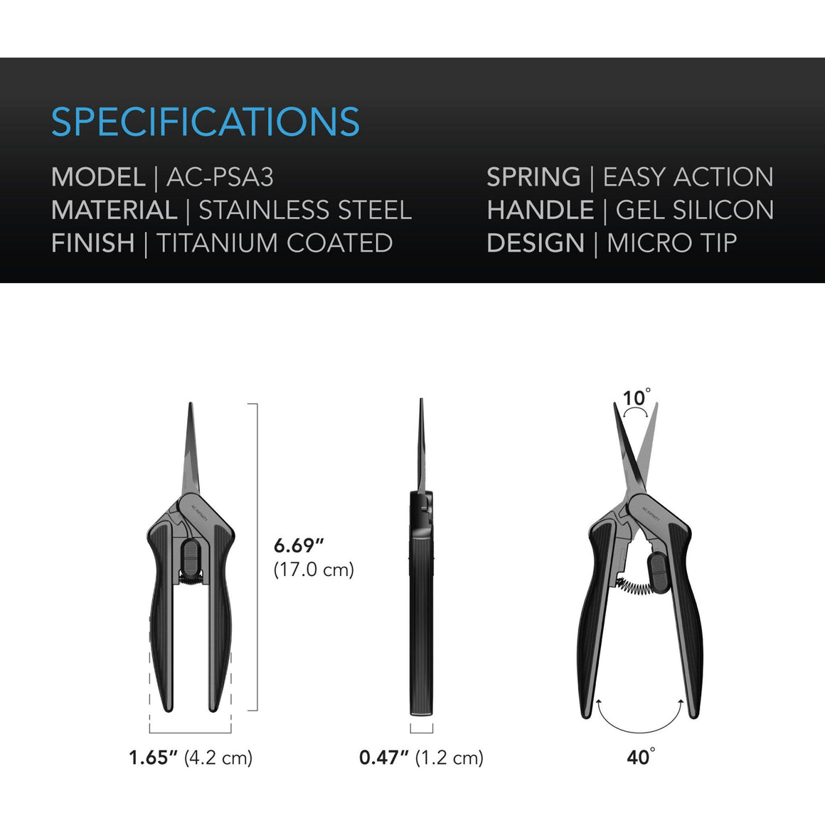 AC Infinity AC Infinity Stainless Steel Pruning Shear Trimming Scissors Specs