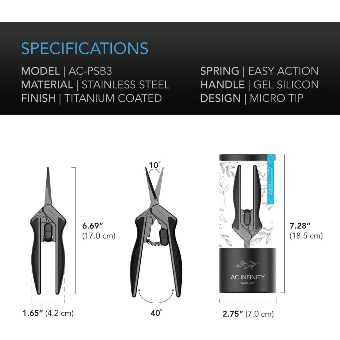 AC Infinity AC Infinity Stainless Steel Pruning Shear Trimming Scissors - With Trimming Kit Specs