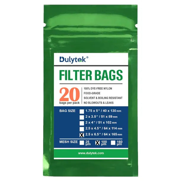 Dulytek 100 Micron 2.5" X 6.5" Rosin Press Nylon Filter Bags