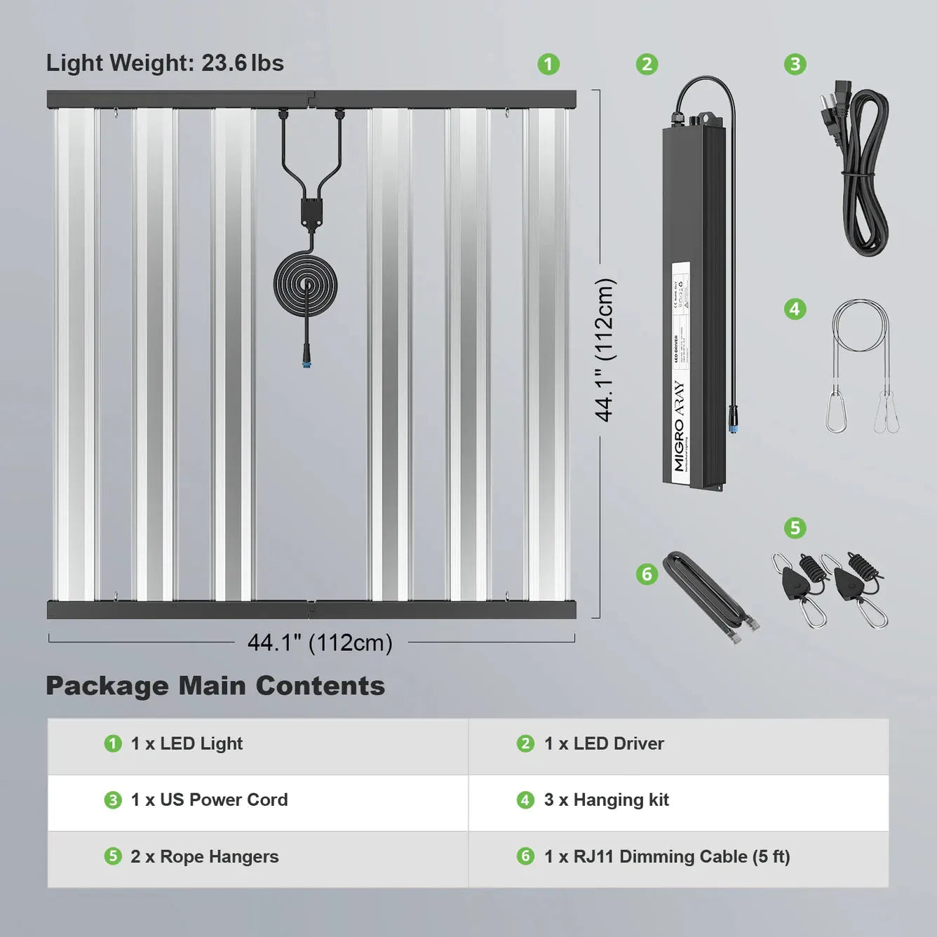 MIGRO ARAY 5 X 5 Full Spectrum LED Grow Light