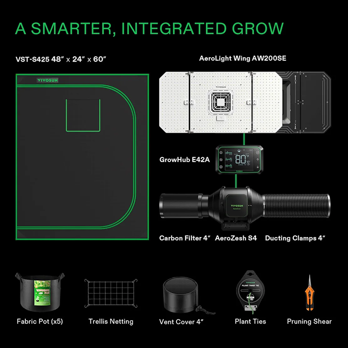 Vivosun Smart Grow Tent Kit 2 Plant | 2’ x 4’
