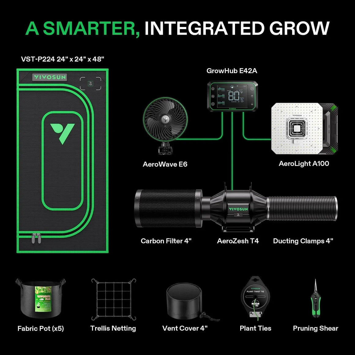 Vivosun Smart Grow Tent Kit Pro 1 Plant | 2’x2’