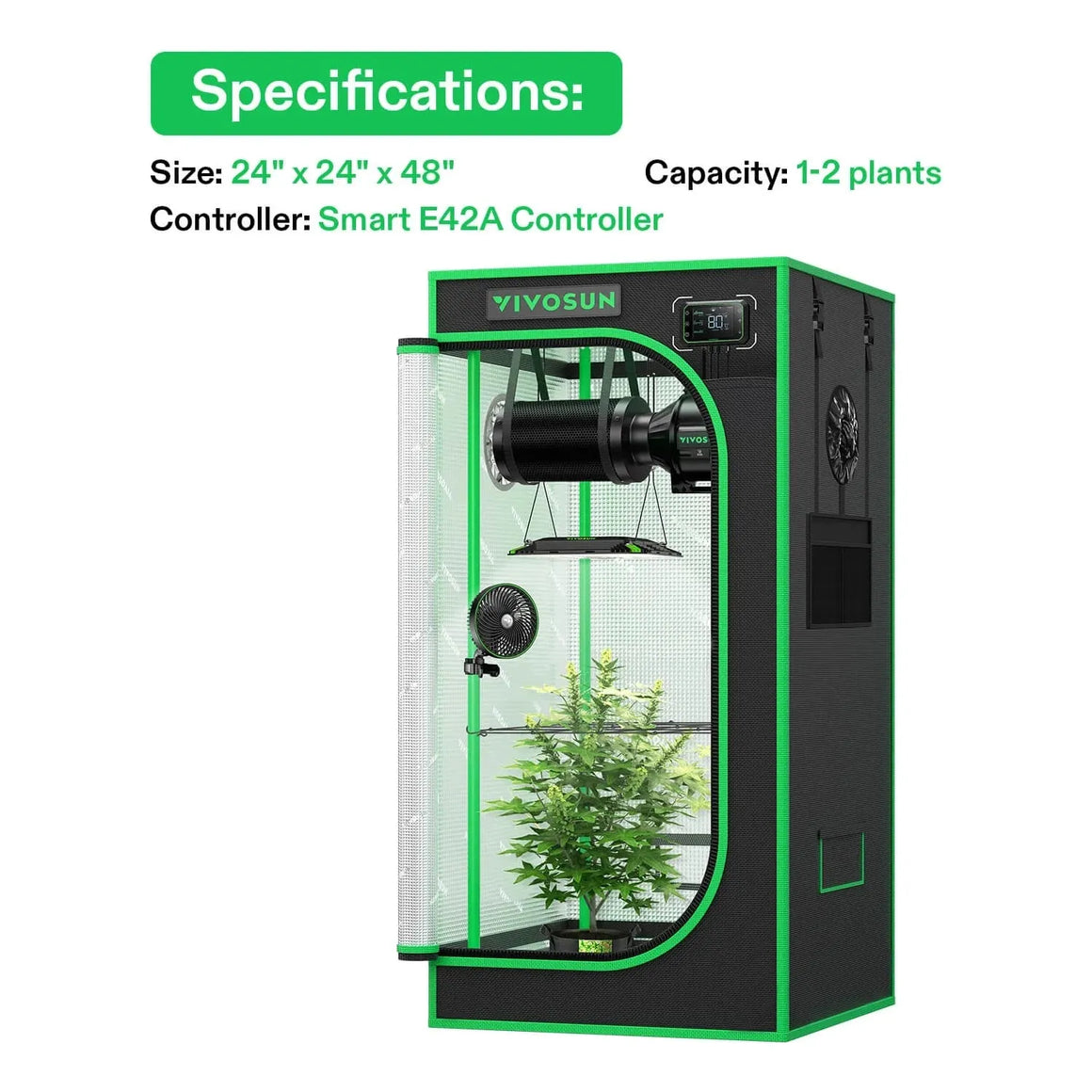 Vivosun Smart Grow Tent Kit Pro 1 Plant | 2’x2’