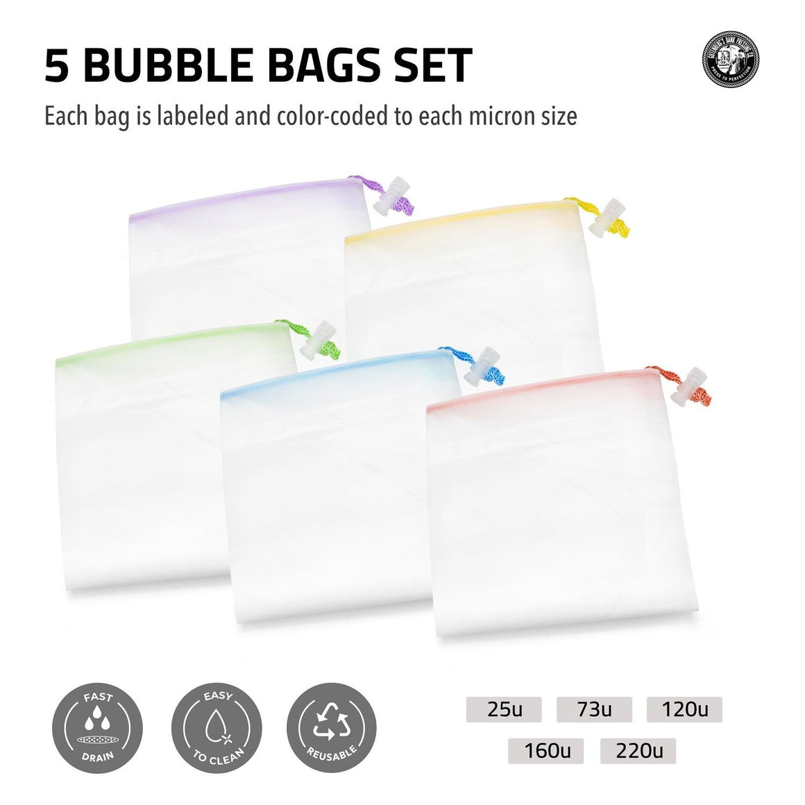Gutenbergs Dank Pressing Co Gutenberg's Dank Pressing Co 10 Gallon All Mesh Bubble Bag - 5 Set