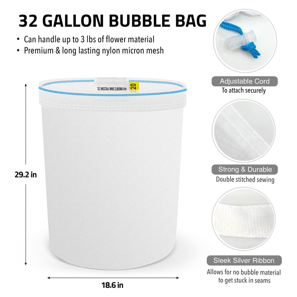Gutenbergs Dank Pressing Co Gutenberg's Dank Pressing Co 32 Gallon All Mesh Bubble Bags 5 Set