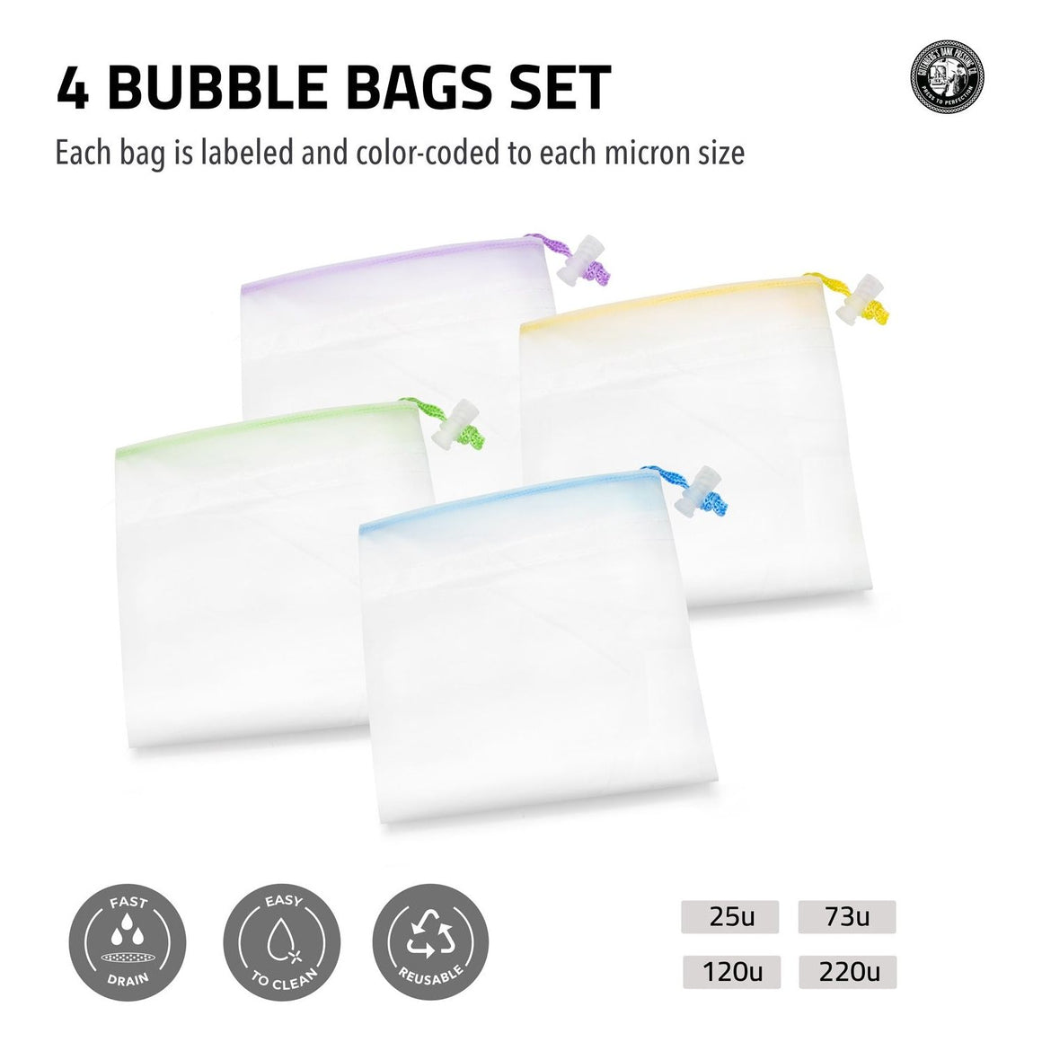 Gutenbergs Dank Pressing Co Gutenberg's Dank Pressing Co 5 Gallon All Mesh Bubble Bags 4 Set