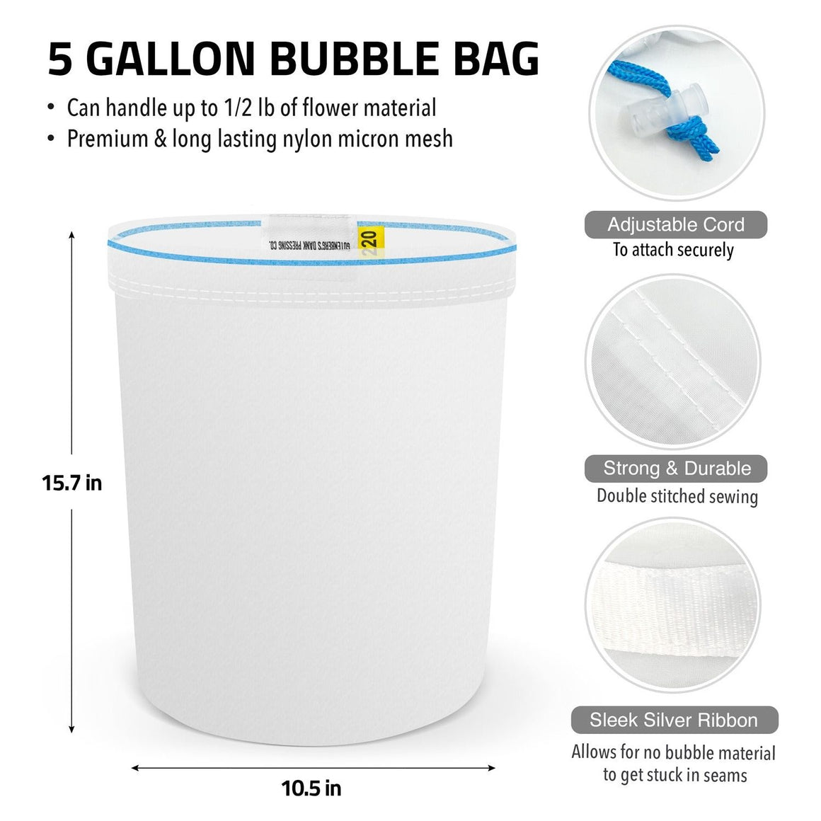Gutenbergs Dank Pressing Co Gutenberg's Dank Pressing Co 5 Gallon All Mesh Bubble Bags 4 Set